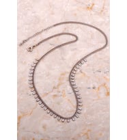 Taşlı Damla Rodyumlu Gümüş Choker Kolye 7928