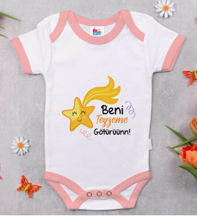 BK Kids Beni Teyzeme Götürün Tasarımlı Pembe Bebek Body Zıbın-1