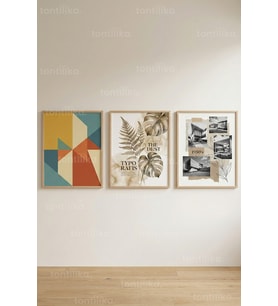 Modern Eclectic Design 3’lü Ahşap Çerçeveli Tablo Seti