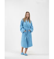 CottonVerse Şalyaka Bornoz – %100 Pamuk, Unisex Mavi-S/M