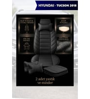 hyundai tucson 2018 Koltuk ve Kılıf uyumlu Siyah Minder Yastık Lüks 2 Minder 2 Yastık