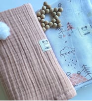 İkili müslin bebek örtüsü seti (Pembe)