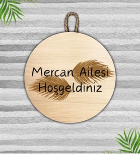 Modern Kapı Süsü - Kahverengi Kişiye Özel Soyisim - Kişi Özel Tasarım Kapı Süsü (Kırmızı-Beyaz)