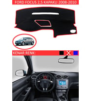 Ford Focus 2,5 Kapaklı 2005-2010 Için Uygun Torpido Koruma Halısı Siyah Kenar Renk Kırmızı