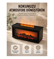 Mey İthalat® Aroma Difüzörü Simüle Alev Efektli Sessiz Hava Nemlendirici 250 ML