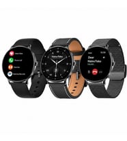 HainoTeko-27 Waterproof Akıllı Saat AMOLED Ekran Bluetooth Arama 3 Kordon Set Siyah