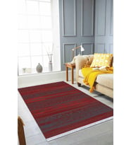 Bordo Yöresel Dokuma Pamuk Tabanlı Kaymaz Kilim KLM376