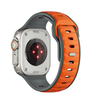 Apple Watch Ultra 49mm Uyumlu Zore KRD-135 Silikon Kordon Strap Kayış (Gri - Turuncu)