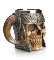 Retro Tasarım Boynuzlu Kuru Kafa Kupa Gerçekçi 3D Tasarım 600 ML