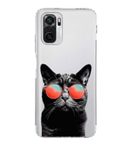 PrintiFy Xiaomi Redmi Note 10S ile Uyumlu Kedi 3 Kamera Korumalı Şeffaf Kılıf