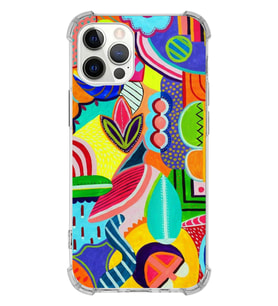 PrintiFy Apple iPhone 12 Pro Uyumlu Retro Color 6 Baskılı Şeffaf Köşe Korumalı Antişok Kılıf
