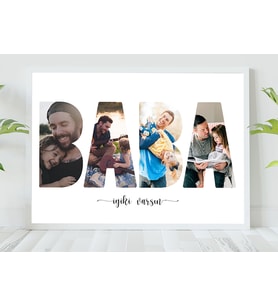 KİŞİYE ÖZEL TASARIM HEDİYE BABA KOLAJ BEYAZ  FOTOĞRAF ÇERÇEVESİ 21X30