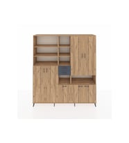 Hyperion Dolap 17 Raflı 2 Çekmeceli 7 Kapaklı 220x44x243 Çam-Çam/Antrasit