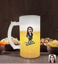 BK Gift Kişiye Özel Kadın Patron Karikatürlü Buzlu Cam Bira Bardağı 50cl-4 (Beyaz)