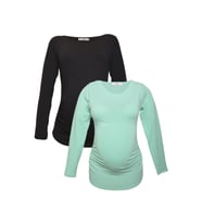 LuvmaBelly MYRA2301_2306 Hamile tshirt seti (Siyah-Yeşil)