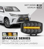Sparkle 10'' Beyaz Turuncu Led Spot Projektör + DRL Çalışma Lambası Tır Kamyon Araç Kaput Tampon Tavan Çatı Işıkları