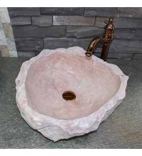 Sipahi Marble Pembe Traverten Doğal Tasarım Lavabo