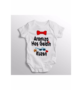 Aramıza Hoş Geldin Kuzen Yazılı Baskılı Bebek Zıbını