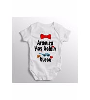 Aramıza Hoş Geldin Kuzen Yazılı Baskılı Bebek Zıbını