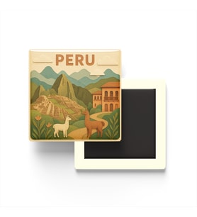 Peru - Peru - Paper Cut Art - Baskılı Buzdolap Magneti Kare - 9x9 cm