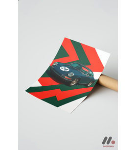 Yeşil Klasik Yarış Arabası Pop Art, Çerçevesiz Yüksek Kalite Duvar Afişi - Oto
