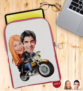 BK Gift Kişiye Özel Sevgililer Karikatürlü Taşınabilir Koruyucu Tablet Kılıfı & Organizer Çanta - Pembe-17