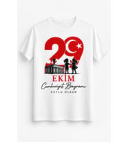 Cumhuriyetle Büyüyorum – 29 Ekim Cumhuriyet Bayramı DTG Baskılı Beyaz Tişört