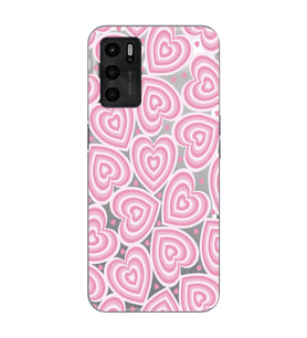 Oppo A55 Uyumlu Kalp Desenli Şeffaf Telefon Kılıfı