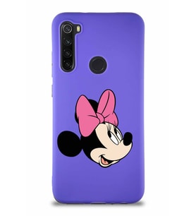 Xiaomi Redmi Note 8 Soft Premier Kapak Minnie Mouse-A Tasarımlı Silikon Kılıf - Mor (Şeffaf)