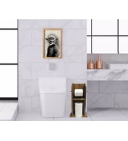 BK Home Doğal Masif Ahşap Tuvalet Kağıtlığı ve Dekoratif Retro Ahşap Tablo Seti-8 (Beyaz)