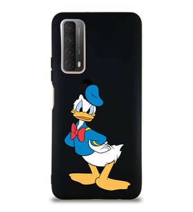 Huawei P Smart 2021 Soft Premier Kapak Donald Duck-D Tasarımlı Silikon Kılıf - Siyah (Şeffaf)