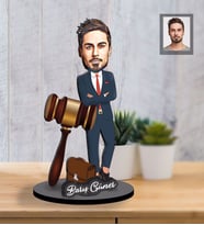 Kişiye Özel Avukat Karikatürlü İki Katmanlı Ahşap Biblo Bay-4