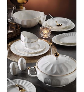 Aryıldız Ar34006 Lotus Bone 60 Parça Porselen Yemek Takımı 