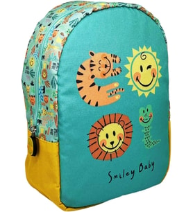 Smiley Baby Lisanslı Sevimli Hayvanlar Desenli Tek Bölmeli Anaokul-Kreş için Polyester Bebek Sırt Çantası