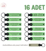 Gitar Eğitimi Mezuniyet Hatırası 16'lı Set, İsim Yazılı Hediyelik Anahtarlık, Fıstık Yeşil & S Kahve (Fıstık Yeşili)