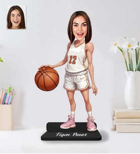 Kişiye Özel Basketbolcu Kadın Model Ahşap Biblo-51