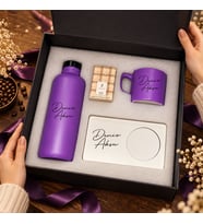 BK Gift Kişiye Özel İsimli Mor Cam Suluk & Kahve Fincanı & Türk Kahvesi & MDF Altlıklı - Hediye Kutulu Mor Set-1