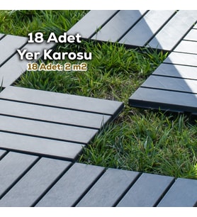 Porsima 1066 Bahçe Balkon Teras Banyo Paspası 18li Zemin Karosu Antrasit
