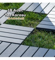 Porsima 1066 Bahçe Balkon Teras Banyo Paspası 18li Zemin Karosu Antrasit