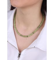 Prinayt ( Prehnit )  Taşlı Kadın Kolye - 200067 (Yeşil)