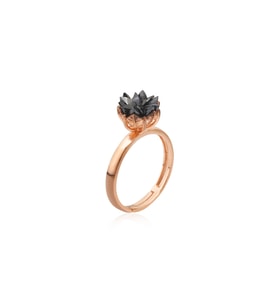 Lotus Çiçeği Yüzük Rose Gold Kaplama 925 Ayar Gümüş Yüzük