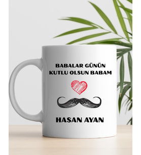 Babalar Günü Kupa Bardak İsme Özel (Pamuk Beyaz)