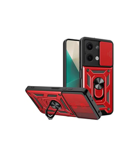Xiaomi Poco X6 Kılıf Pars Lens Yüzüklü Silikon - Kırmızı