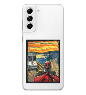 Samsung Galaxy S21 FE Uyumlu Deadpool Çığlık Tasarımlı Şeffaf Telefon Kılıfı