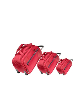 ÇÇS 676 Kumaş Çekçekli Hostes, Tekerli Seyahat Çantası- Set - Bordo