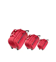 ÇÇS 676 Kumaş Çekçekli Hostes, Tekerli Seyahat Çantası- Set - Bordo