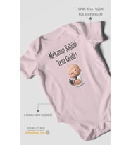 Mekanın Sahibi Yeni Geldi Baskılı Bebek Zıbını – Çıtçıtlı Body 8 Renk  %100 Pamuk Kısa Kol (Bebek Pembesi)
