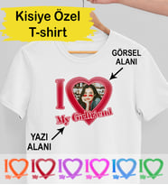 Kişiye Özel Tişört Kendin Tasarla T-shirt Resim Baskılı Sevgililer-Doğum-Anneler-Babalar-Günü-Hediyesi (Beyaz)