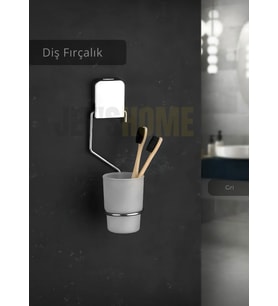 Yapışkanlı Diş Fırçalık Paslanmaz Lüks Diş Fırça Tutacağı Çelik Krom