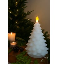 Yılbaşı Dekor LED Mum Parıltılı WAX Mum LED Işıklı Ev Ofis Otel Restoran Dekoratif Yılbaşı Süsü 22cm (Beyaz)